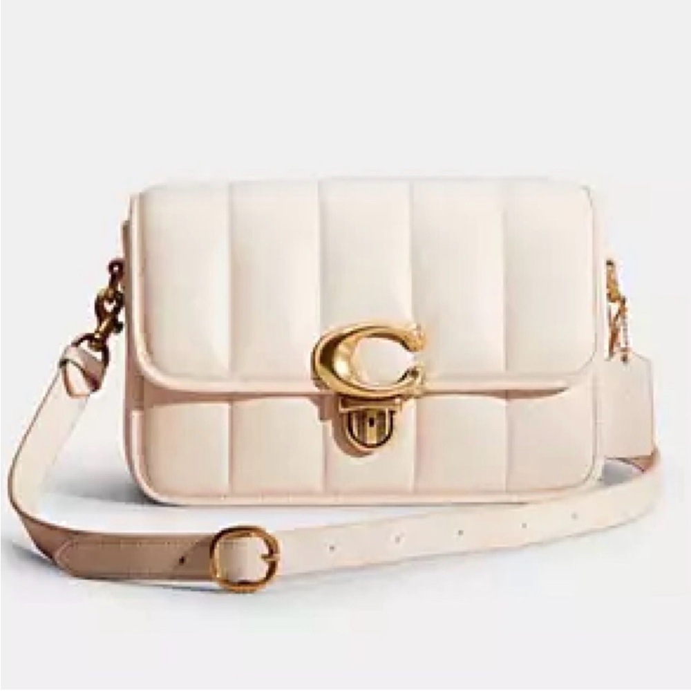 Coach Chalk Quilted STUDIO Shoulder Bag w/SAMORGA insert & extra strap!